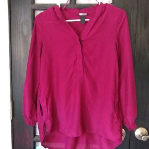 💚H&M Tunic Long Sleeve Red Button Front